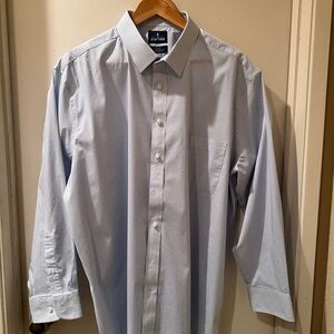 Stafford Men's Light Blue Pinstripe Dress Shirt Slim Fit 18/18-1/2 34-35